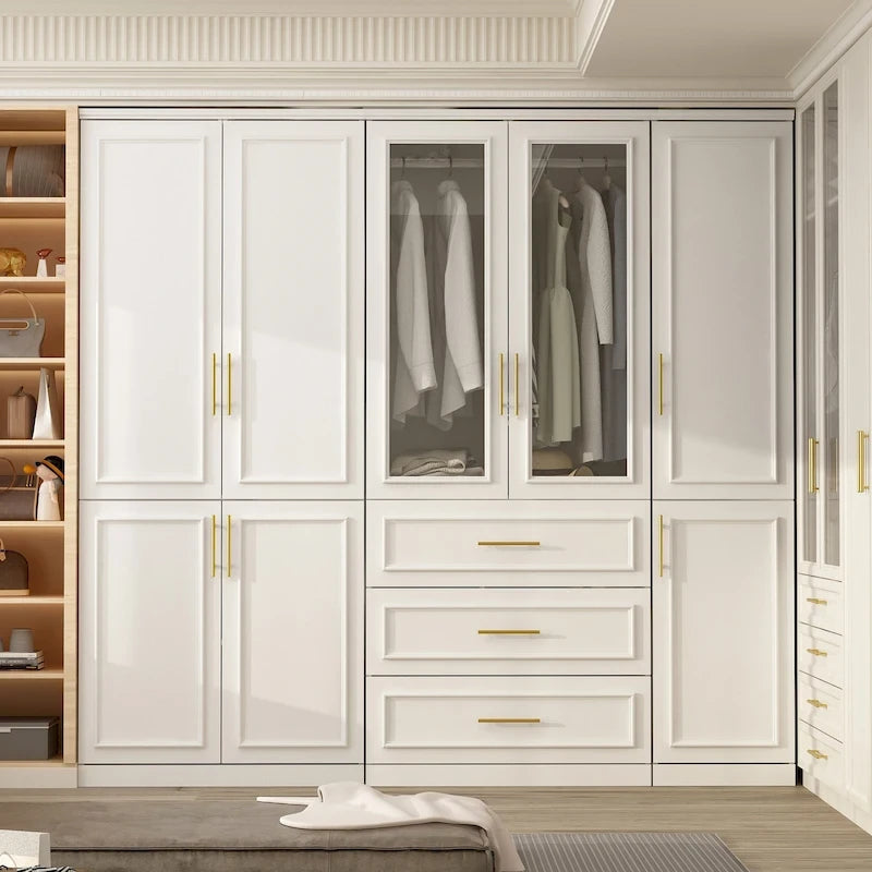 74.8 H Large Modular Wardrobe Cloest Armoire Cabinet Glass Door