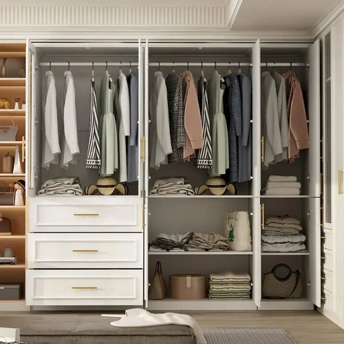 74.8 H Large Modular Wardrobe Cloest Armoire Cabinet Glass Door