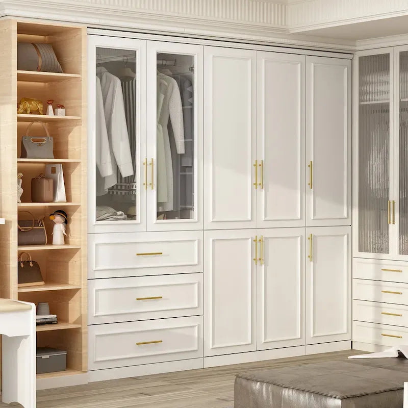 74.8 H Large Modular Wardrobe Cloest Armoire Cabinet Glass Door