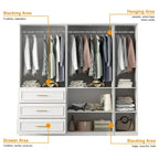 74.8 H Large Modular Wardrobe Cloest Armoire Cabinet Glass Door