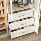 74.8 H Large Modular Wardrobe Cloest Armoire Cabinet Glass Door
