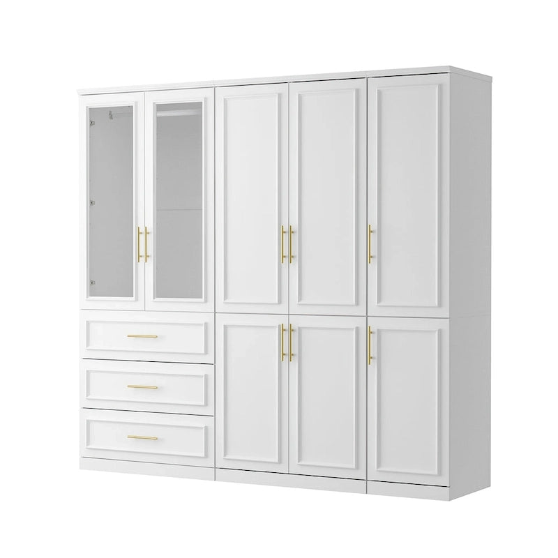 74.8 H Large Modular Wardrobe Cloest Armoire Cabinet Glass Door
