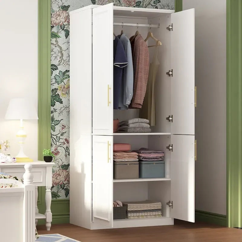 74.8 H Large Modular Wardrobe Cloest Armoire Cabinet Glass Door