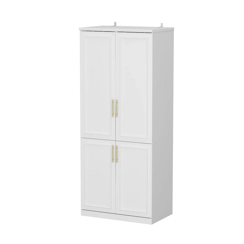 74.8 H Large Modular Wardrobe Cloest Armoire Cabinet Glass Door