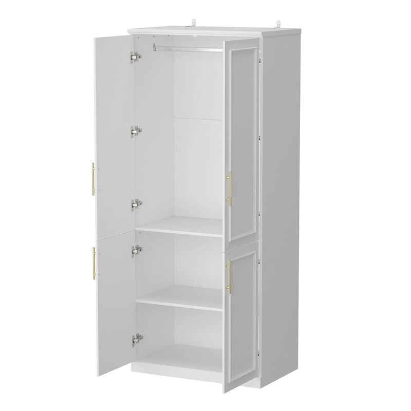 74.8 H Large Modular Wardrobe Cloest Armoire Cabinet Glass Door