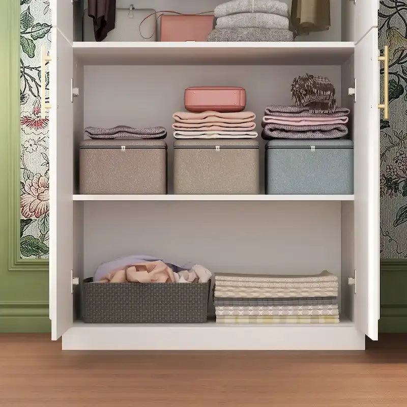74.8 H Large Modular Wardrobe Cloest Armoire Cabinet Glass Door