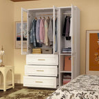 74.8 H Large Modular Wardrobe Cloest Armoire Cabinet Glass Door