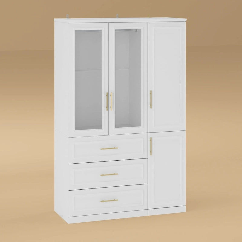 74.8 H Large Modular Wardrobe Cloest Armoire Cabinet Glass Door