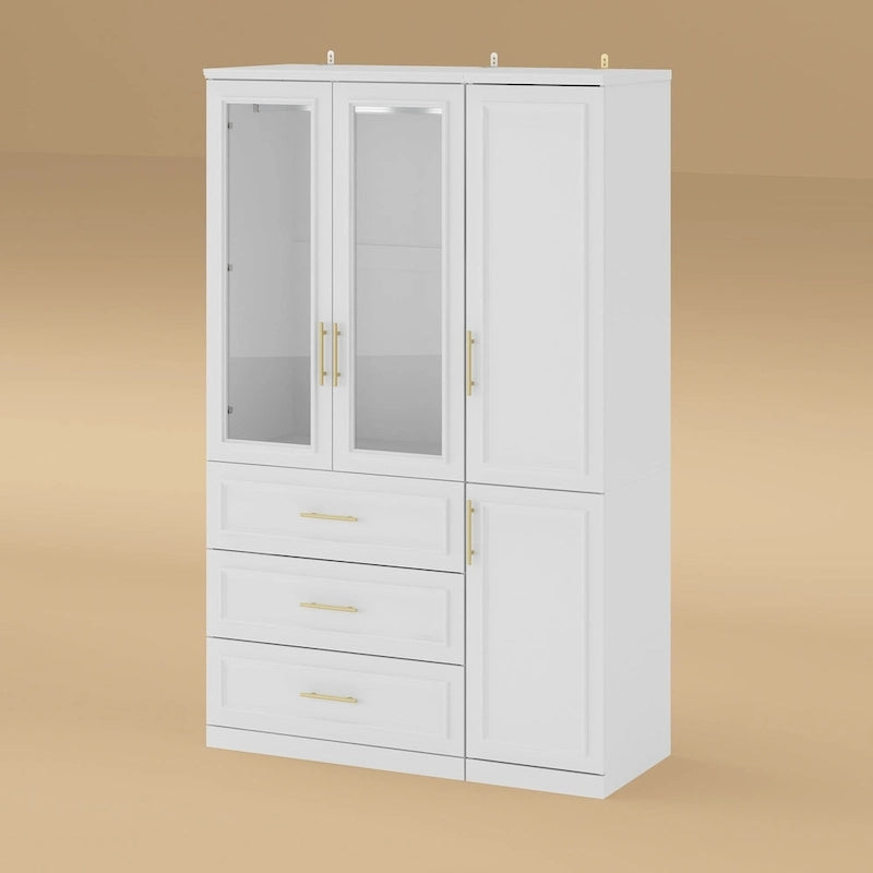 74.8 H Large Modular Wardrobe Cloest Armoire Cabinet Glass Door