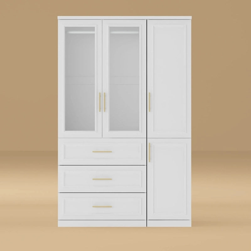 74.8 H Large Modular Wardrobe Cloest Armoire Cabinet Glass Door