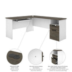 Bestar Norma 71W U or L-Shaped Executive Desk with Hutch