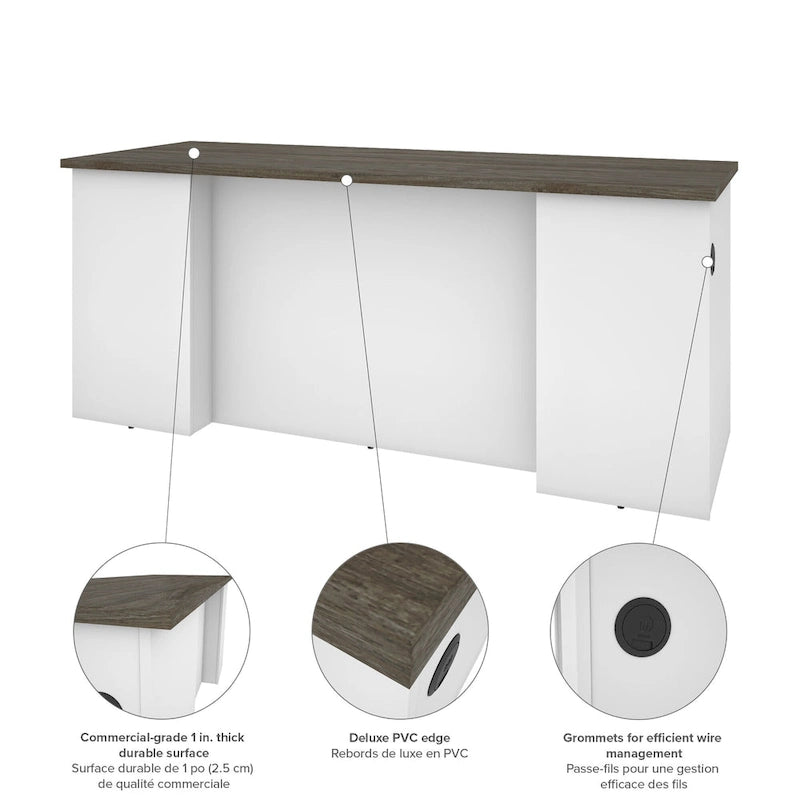 Bestar Norma 71W U or L-Shaped Executive Desk with Hutch