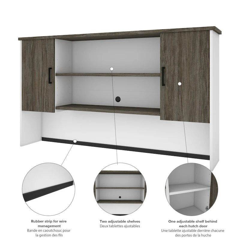 Bestar Norma 71W U or L-Shaped Executive Desk with Hutch