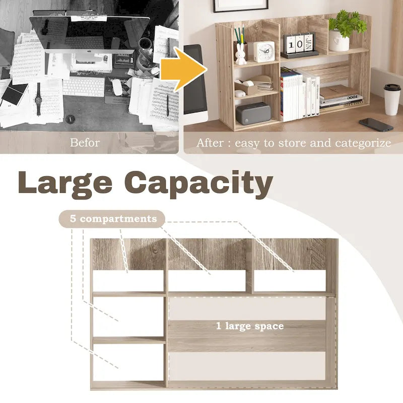 Multi-Unit Desk Organizer Storage Rack Book Shelf for Office Home and Bathroom