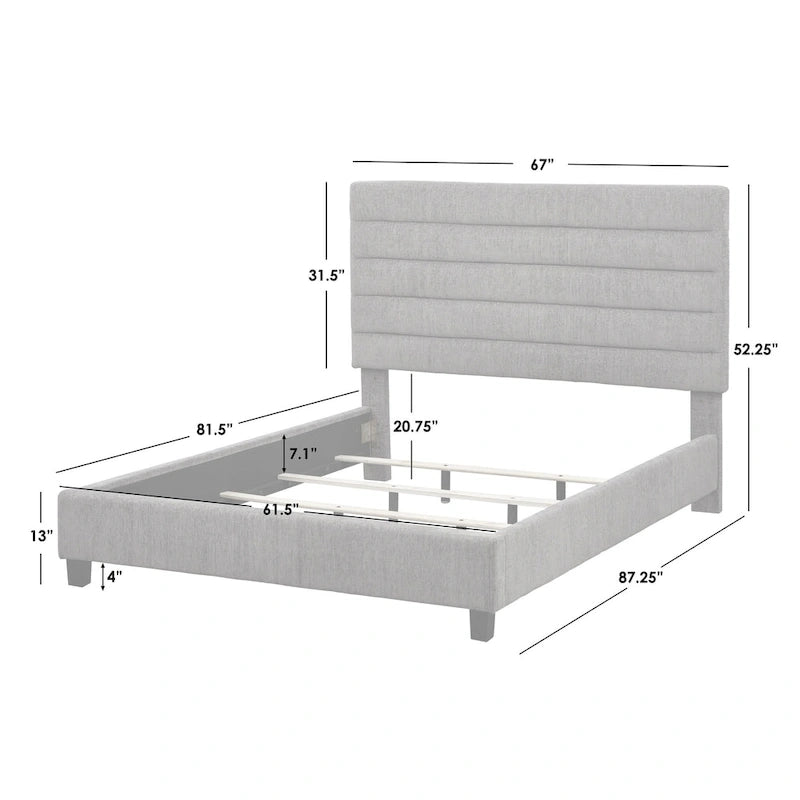 Lifestorey Raquel Channel Back Queen Upholstered Bed