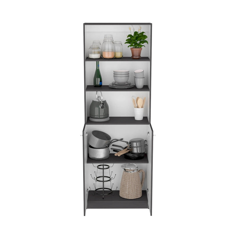 Kenyon Tall 4-Shelf wide and Cabinet Bookcase Set of 2