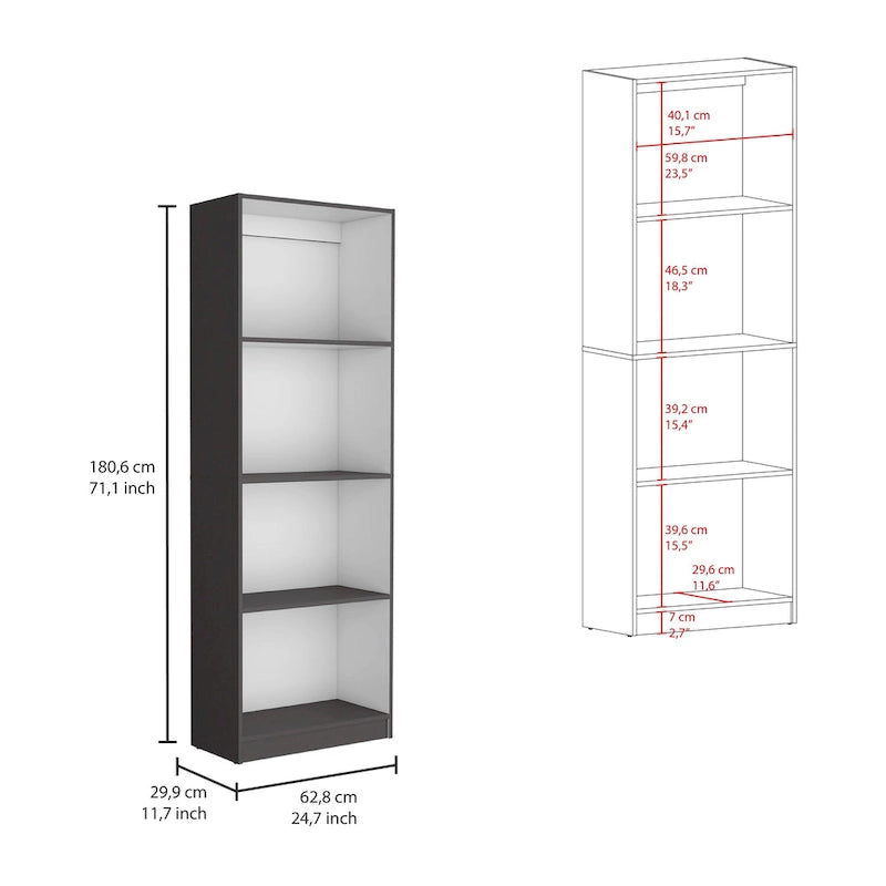 Kenyon Tall 4-Shelf wide and Cabinet Bookcase Set of 2