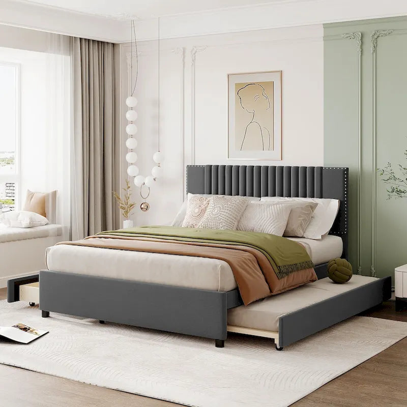 Queen Size Bed with Twin XL Size Trundle
