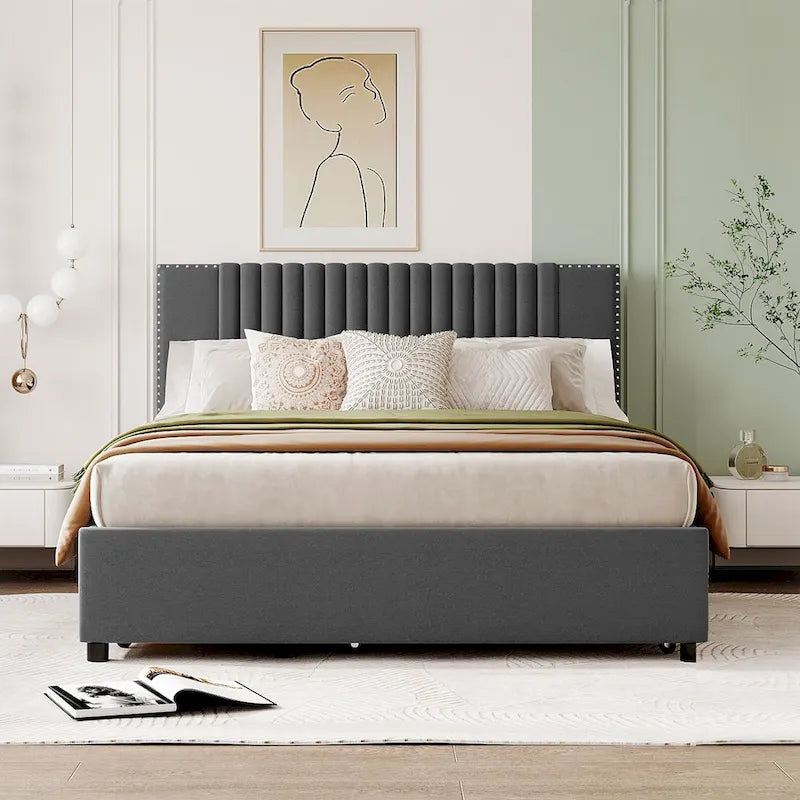 Queen Size Bed with Twin XL Size Trundle