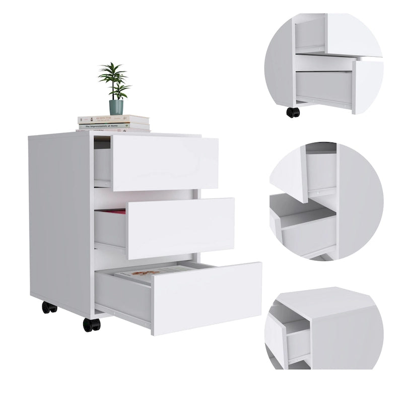 FM Furniture Vienna Three Drawers Filing Cabinet Roller Blade Glide