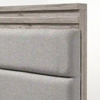 Roundhill Furniture Alvear Upholstered Wood Panel Bed, Dresser, Mirror, 2 Nightstands, and Chest, Weathered Gray