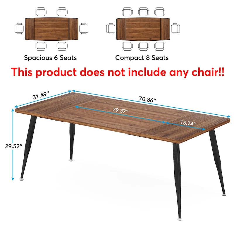 6FT Large Modern Conference Table for Meeting Room - N/A