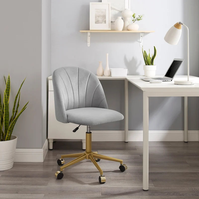 Aubrie Velvet Curved Swivel Desk Chair