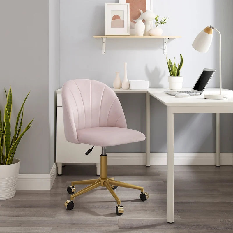 Aubrie Velvet Curved Swivel Desk Chair