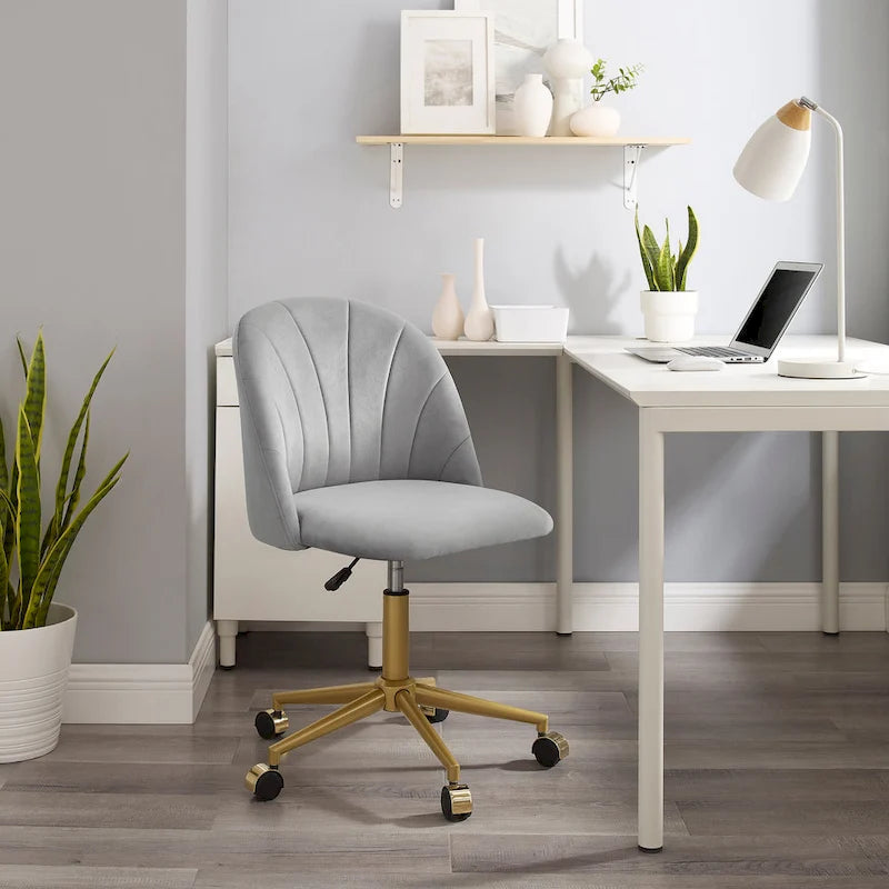 Aubrie Velvet Curved Swivel Desk Chair