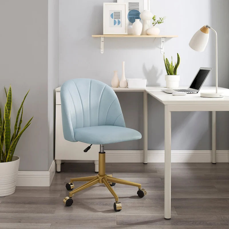 Aubrie Velvet Curved Swivel Desk Chair