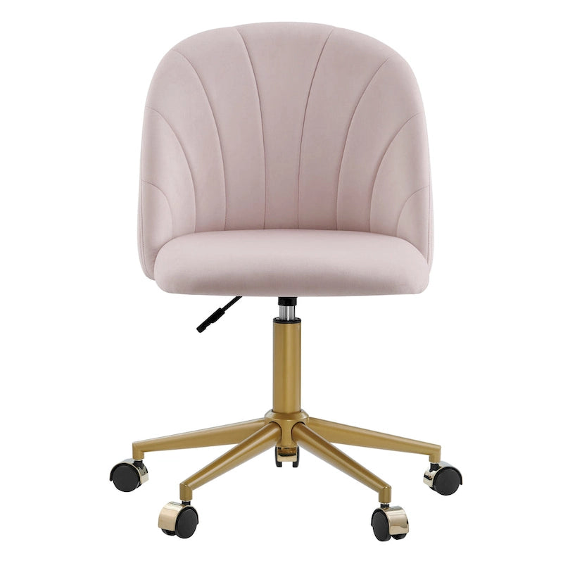 Aubrie Velvet Curved Swivel Desk Chair