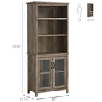 HOMCOM Multifunctional Storage Cabinet Bookcase with Adjustable Shelves Display Rack for Study, Kitchen, Living Room, Nature