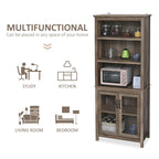HOMCOM Multifunctional Storage Cabinet Bookcase with Adjustable Shelves Display Rack for Study, Kitchen, Living Room, Nature