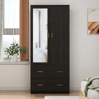 Freestanding Modern Minimalist Bedroom Wooden Armoire Wardrobe