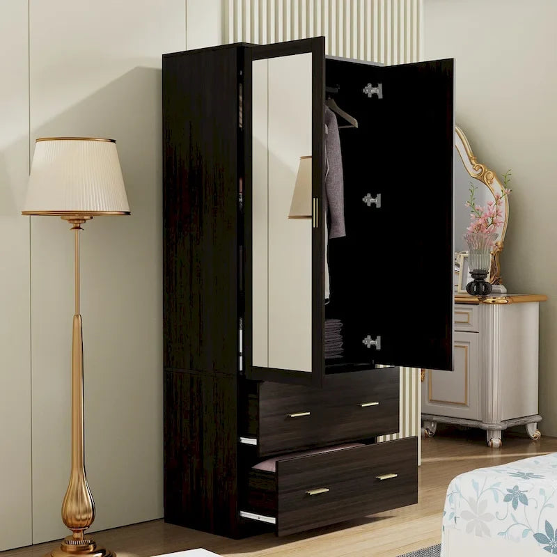 Freestanding Modern Minimalist Bedroom Wooden Armoire Wardrobe