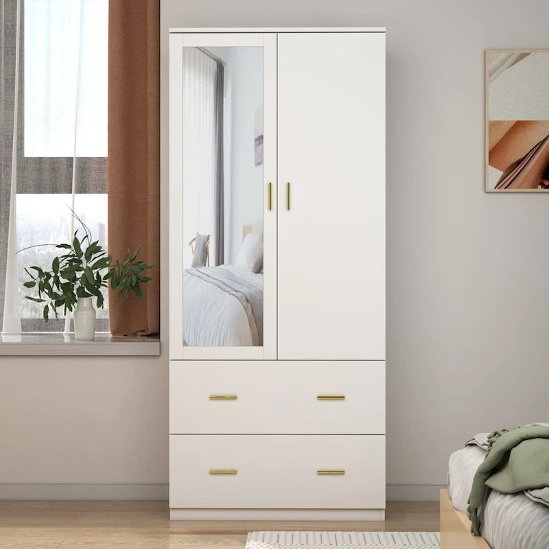 Freestanding Modern Minimalist Bedroom Wooden Armoire Wardrobe