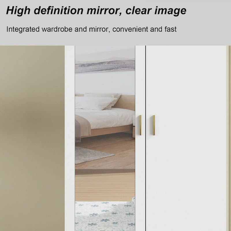 Freestanding Modern Minimalist Bedroom Wooden Armoire Wardrobe