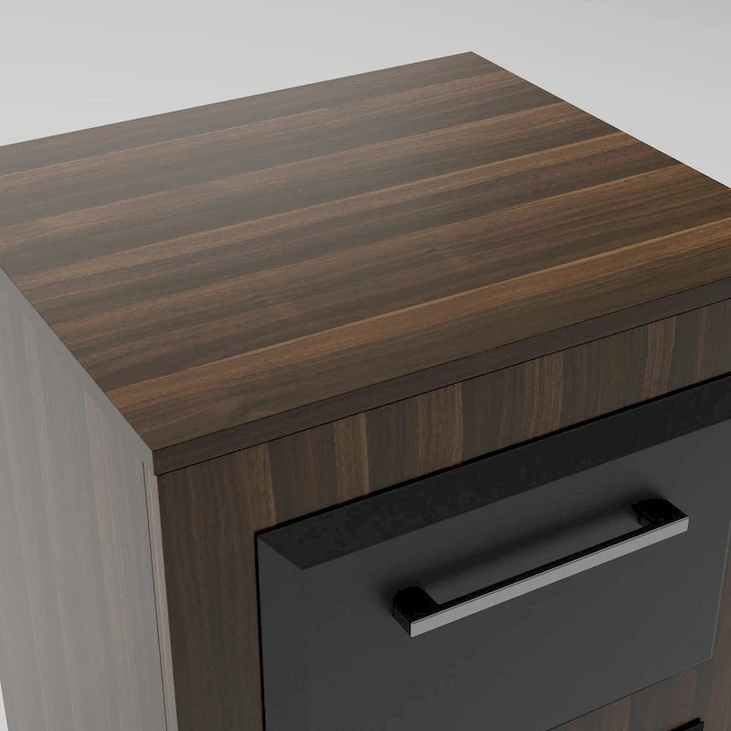 DH BASIC Urban Two-Drawer Mobile File Cabinet with Iron Bar Pulls by Denhour