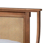 Jamila Modern Transitional Synthetic Rattan Platform Bed-Walnut Brown