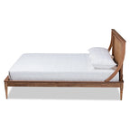Jamila Modern Transitional Synthetic Rattan Platform Bed-Walnut Brown