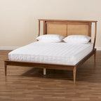 Jamila Modern Transitional Synthetic Rattan Platform Bed-Walnut Brown