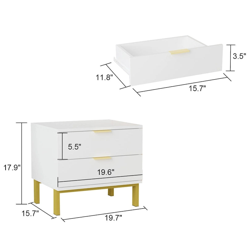 2-drawer Nightstand for Home