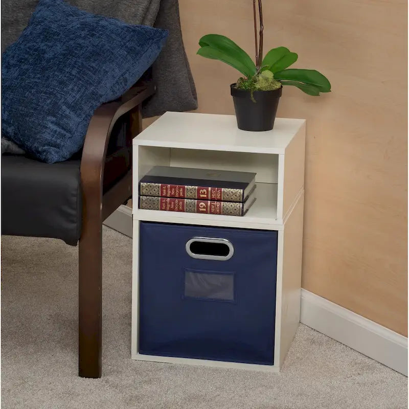 Noble Connect Half Size Stackable Storage Cube- White Wood Grain
