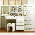 39.4 Wide Makeup Vanity Set with Stool and Touching Light Mirror - 39.4 W