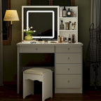 39.4 Wide Makeup Vanity Set with Stool and Touching Light Mirror - 39.4 W