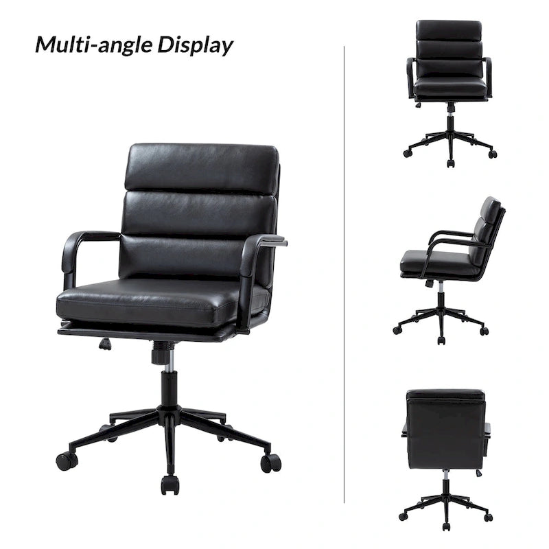 Joseph Modern Task Faux Leather Chair with Tilt Lock and Center Tilt by HULALA HOME