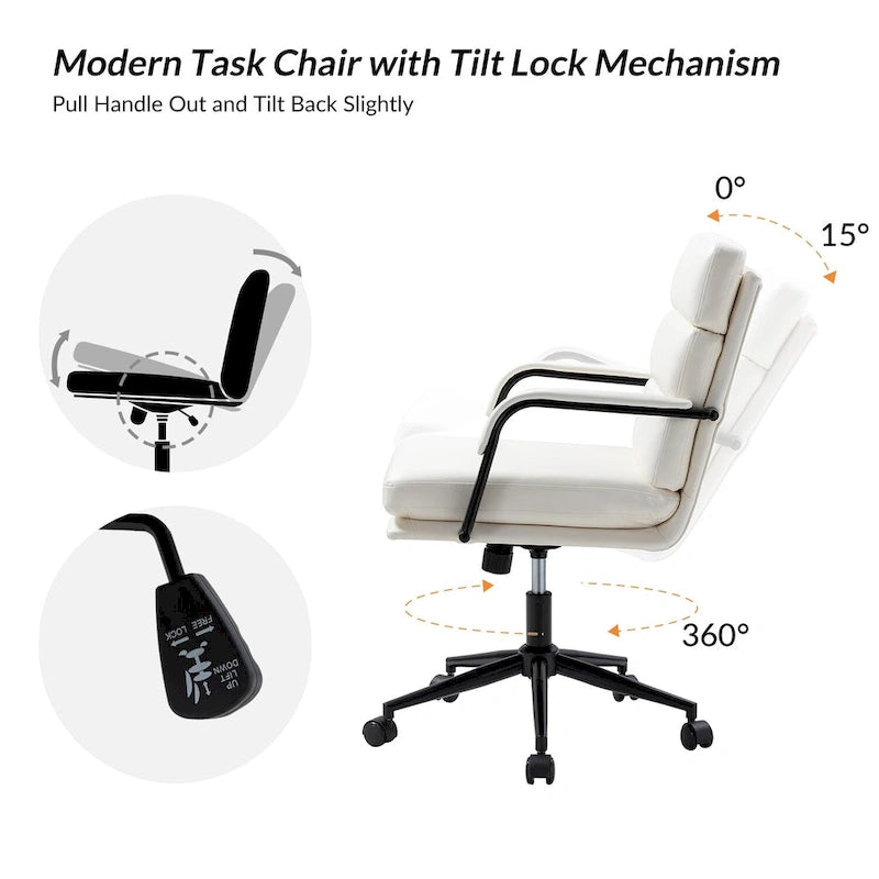 Joseph Modern Task Faux Leather Chair with Tilt Lock and Center Tilt by HULALA HOME