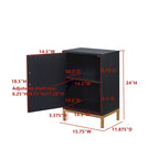 Elegant Side Cabinet with Oak Black Finish and Gold Metal Legs