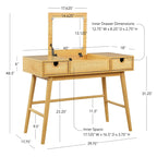 Chantal Natural Wooden 2 Cane Drawer Vanity
