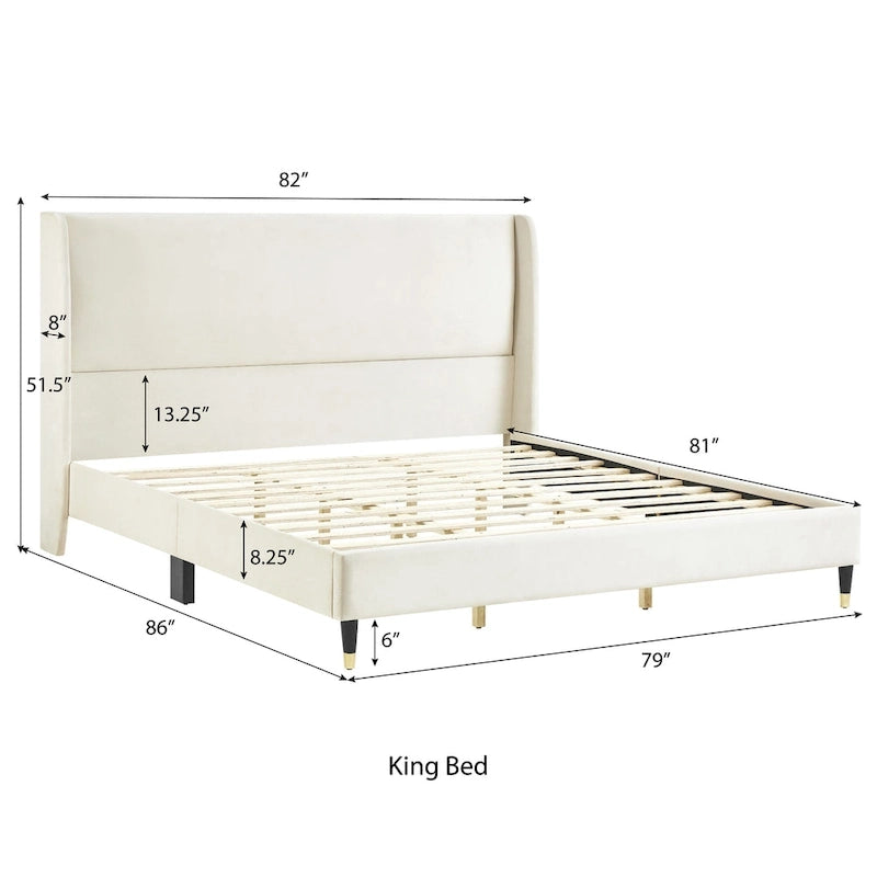 Roundhill Furniture Rozitta Upholstered Wingback Platform Bed